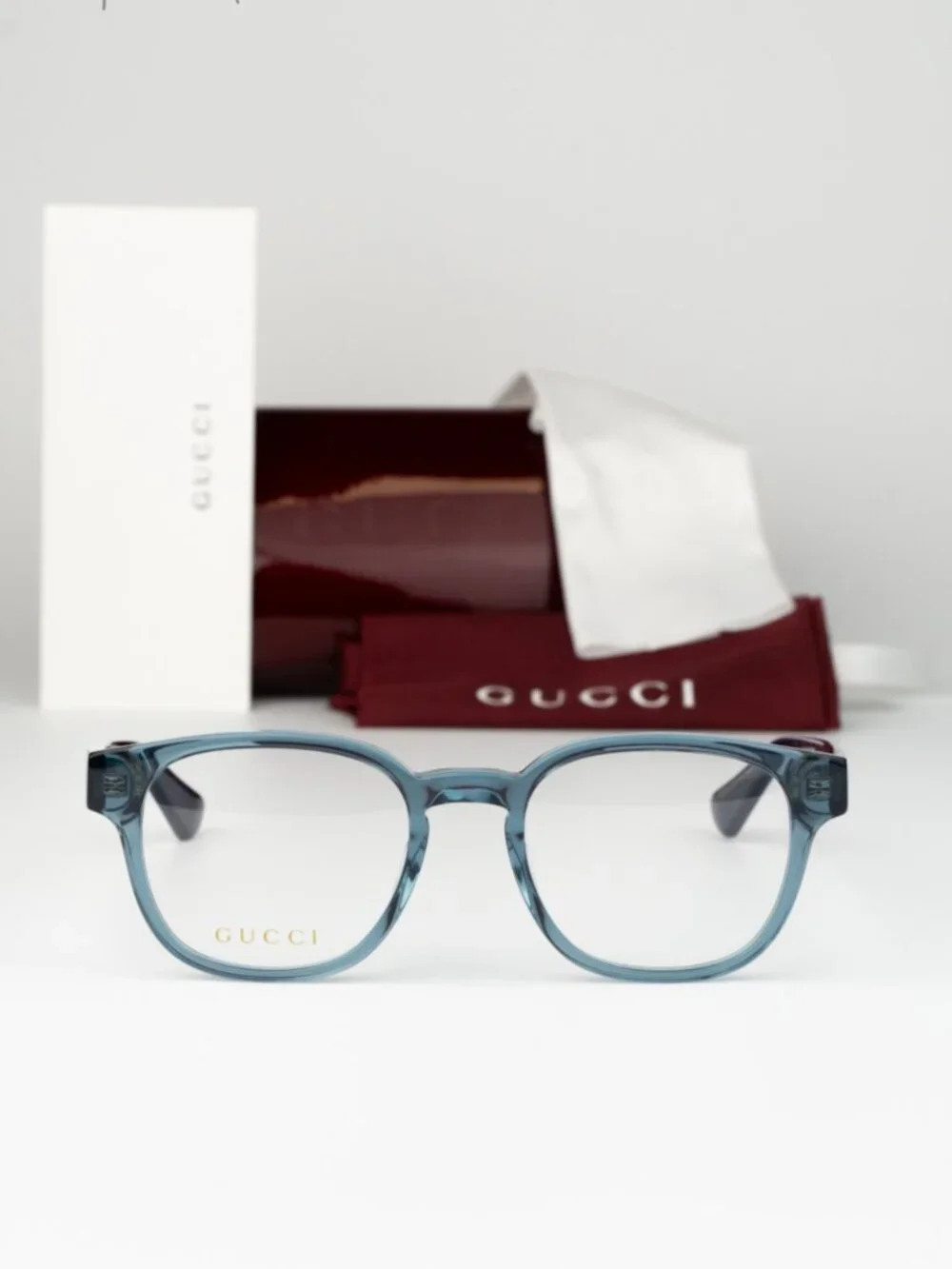 Gucci Men Eyeglasses Transparent Blue Demo Square GG0927O 006 NEW AUTHENTIC